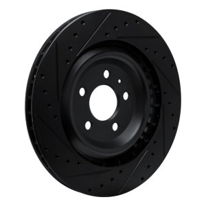 Porsche Macan Brake Rotor (1) - Rear Left - R1 Concepts - Drilled & Slotted - Black - `15-`18